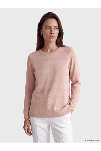LC Waikiki Crew Neck Zigzag Patterned Women's Knitwear Sweater