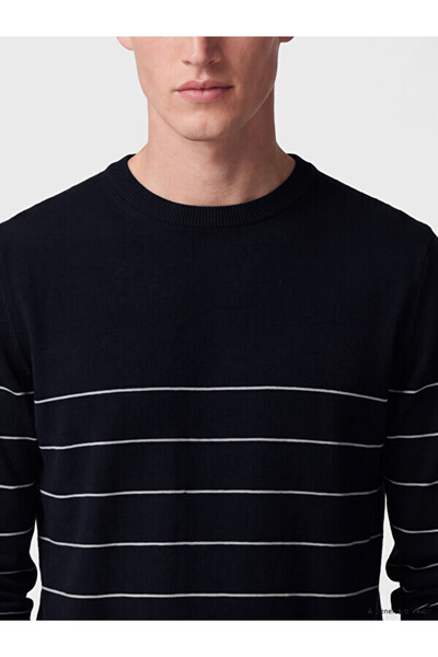 LC Waikiki Quality Parts from Çelebi Store Zero Roba Yaka Striped Men's Knitwear Sweater