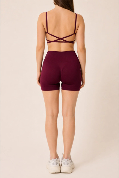 Saby Active Women's High Waist Gathering Seamless Mini Shorts Leggings with Gathering Back
