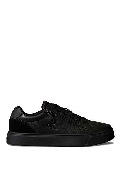 Calvin Klein Black Men's Leather Sneakers CLASSIC CUP LACEUP ZIP LTH