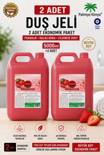ELLESTY Çilek Duş Jeli 2 Adet (2*5000ml)