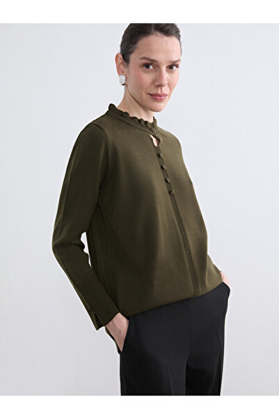 LC Waikiki Frilly Stand Collar Women's Knitwear Sweater