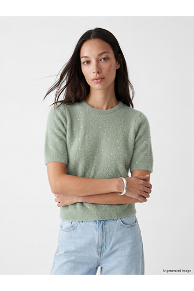 LC Waikiki Crew Neck Women's Knitwear Sweater with Stones