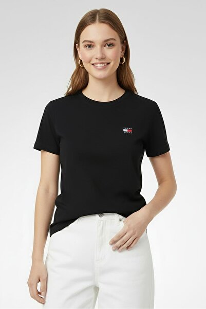 Tommy Hilfiger Tommy Jeans Women Ribbed Collar Short Sleeve Embroidered Logo ...