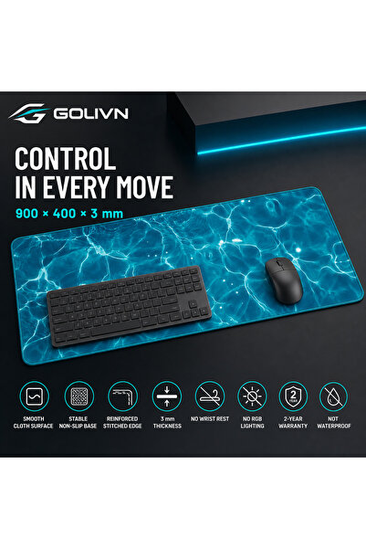 Golivn لوحة ماوس ألعاب أكوا بولس ممتدة، قماش ناعم، قاعدة غير قابلة للانزلاق، ...