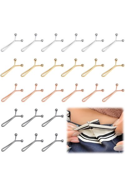 Generic Brand Set of 24 belt buckles, for trousers, metal, silver/ gilded/bla...