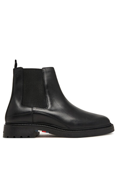 Tommy Hilfiger Ανδρικά Δερμάτινα Μποτάκια Μαύρα FM0FM05966-BDS