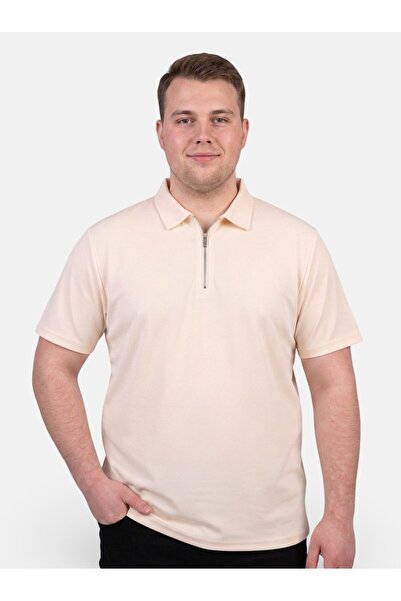 Garment Research London Men Regular Fit Short Sleeve Solid Polo Shirt, Cream