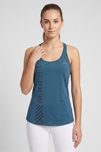 Reebok Women Fitted Sleeveless Running Tank Top, Teal Green
