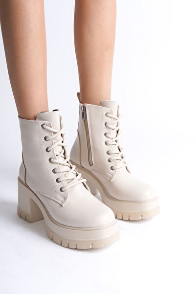Zapatos LAUREN Γυναικείες Μπότες με Ορθοπεδική Σόλα και Φερμουάρ CKT - Κρεμ