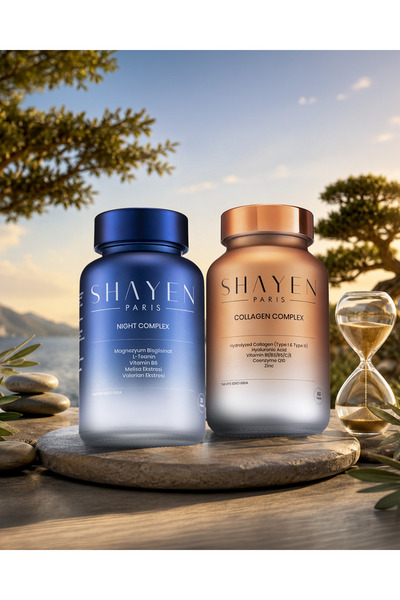 Shayen Paris Morning & Evening Longevity Supplement Set ™ , Holistic Food Supplement for Inner Beauty, Collagen Complex ™   L Night Complex ™   Stress-Free Sleep Regulator I Stress-Free, Comfortable