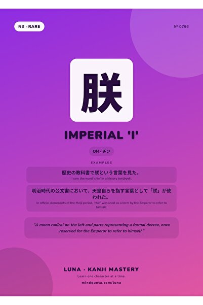 OEM Poster Infografic Kanji 朕 Imperial 'Eu', Simbol Japonez Putere, Carton 25...
