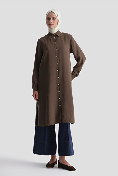 Armine Modal blend long tunic brown
