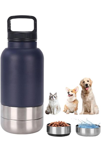 Generic Brand Θερμός νερού για σκύλους, φορητό, 950 ml, για ταξίδια, μπλε