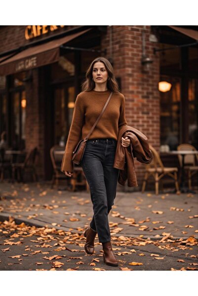 Trend Kapında Modern Sleeve Detailed Ribbed Knit Sweater