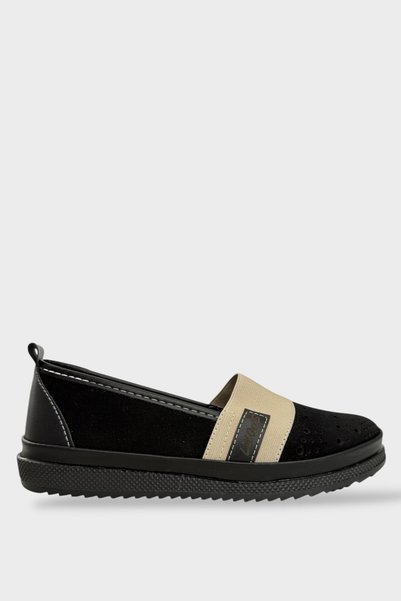 Jagulep Orthopedic Rubber Detail Comfort Women's Casual Shoes Black - White