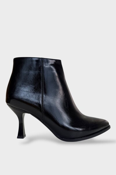 Jagulep Goblet Heel Zippered Women's Boots (8cm) Black - Black