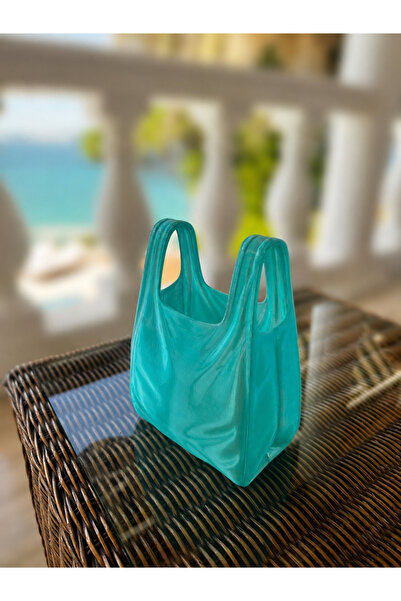 Cello Design Aqua Bag Transparan Turkuaz Çanta Formlu Dekoratif Vazo & Dekora...
