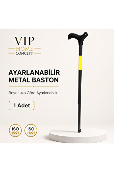Vip Home Concept Ayarlanabilir Metal Baston Siyah Sarı Yürüme Destek Bastonu ...