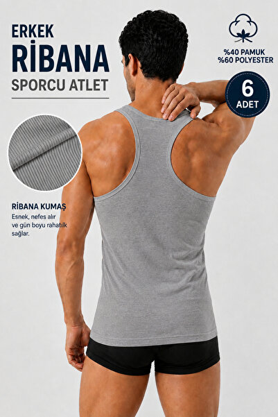 Alıç Men's Athlete Ribbed Undershirt 40% Cotton 60% Polyester (Seher Authoriz...