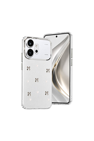 TechTrove Huawei Honor 600 Uyumlu Şeffaf ve Simli Darbe Emici Kamera Koruma Ç...