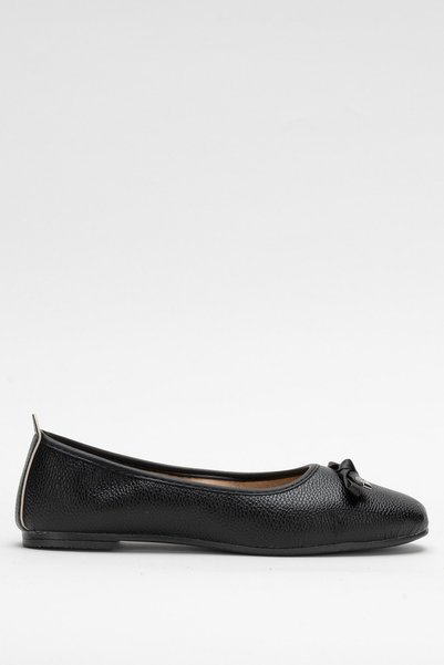 Jagulep Women's Bowknot Ballerina Shoes Black - Black
