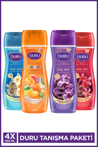 Duru Lux Perfumes & Fresh Sensations 4'lü Duş Jeli Seti - Orkide, Jasmin Ambe...