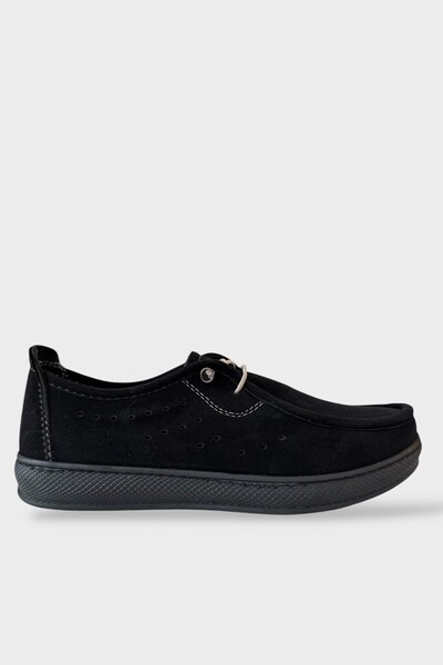 Jagulep Orthopedic Lightweight Seasonal Comfortable Suede Casual Shoes Black