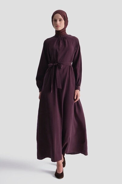Armine Button Detailed Dress Plum