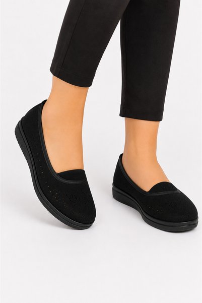 Jagulep Orthopedic Comfort Sole Rubber Detail Women's Casual Shoes Black