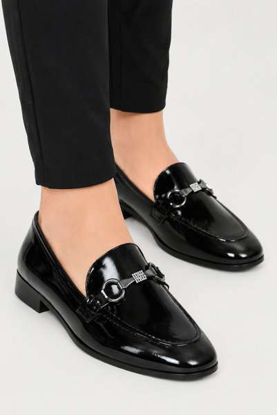 Jagulep Stylish Women's Ballerina Shoes with Stone Detail Black