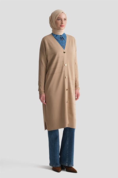 Armine Sim Stripe Knitwear Cardigan Beige