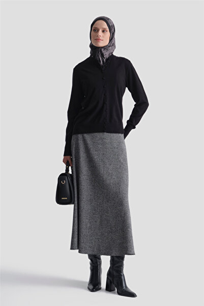 Armine Tweed Flared Skirt Anthracite