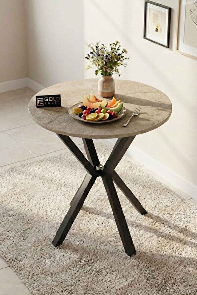 Reyo Falez 70 cm Yuvarlak Mutfak Masası Metal Ayaklı Modern Yemek Balkon Bahç...