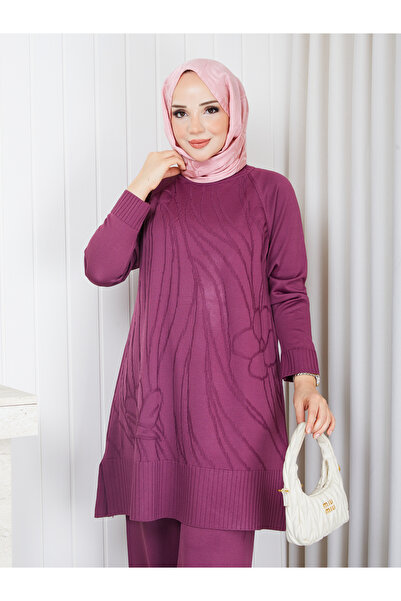 KAYA BUTİK Cold Yarn Self-Flower Patterned Tunic