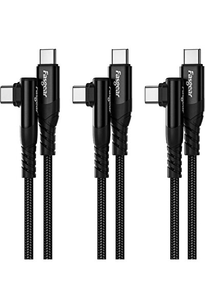 Fasgear كابل USB C إلى USB C، 3 قطع بطول 3 متر، شحن سريع 60 واط، كابل شحن من ...