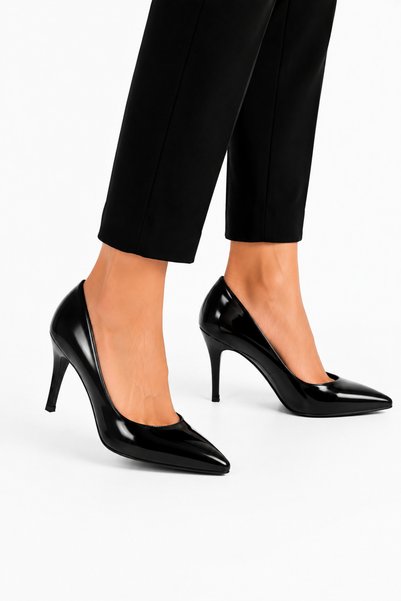 Jagulep Pantofi cu toc pentru femei, cu vârf ascuțit (8 cm) NEGRU - NEGRU