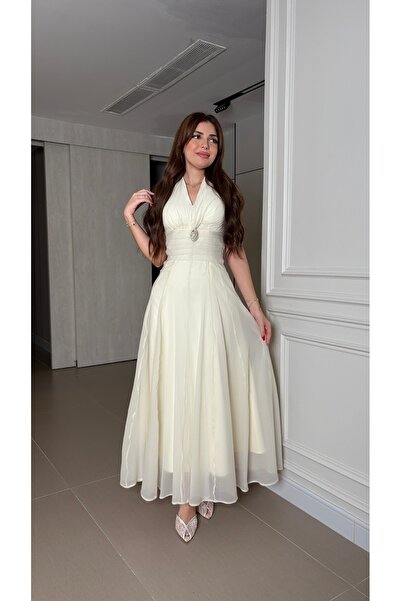 JAQUEEN فستان سهره ناعم ميد سكري
