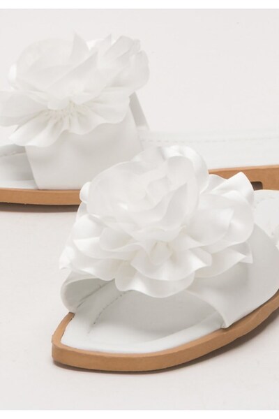 Jagulep Women's Rose Flower Gift Bundle Dowry Slippers White
