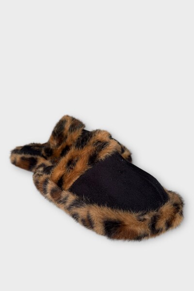Jagulep Plush Detailed Women's House Slippers Black