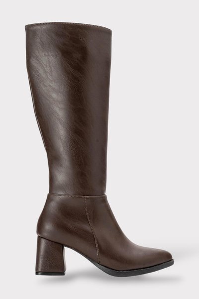 Jagulep Heeled Pointed Toe Women's Boots Brown