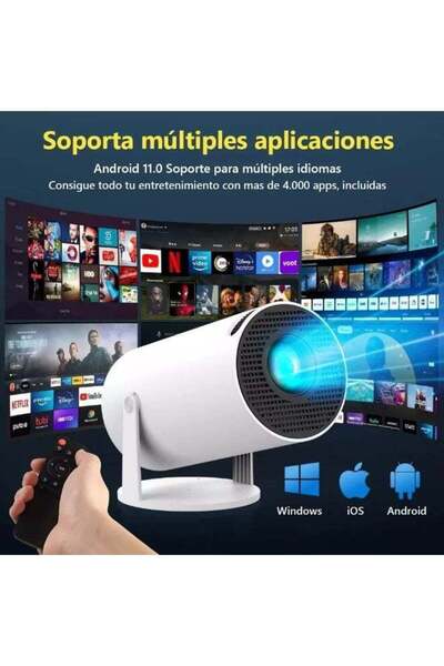 DubaiGallery Portable Full HD Multimedia Projector – Stylish White Smart Proj...