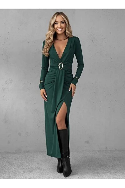 ADAMODA.RO Rochie elegantă din lycra, cu detalii metalice