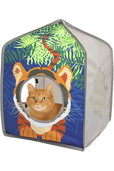 Kitty City Pop-up Safari Hut Play House, Cat Cube, Play Kennel, Cat Bed, Jung...