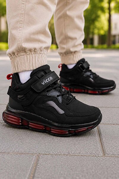 Vicco Siyah Çocuk Spor Ayakkabı Bot Hava Tabanlı Günlük Sneaker