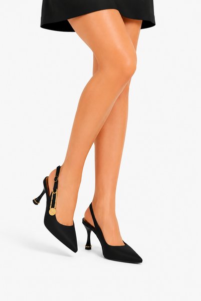 Jagulep Satin Heeled Women's Sandals with Filkete Detail (8cm) Black