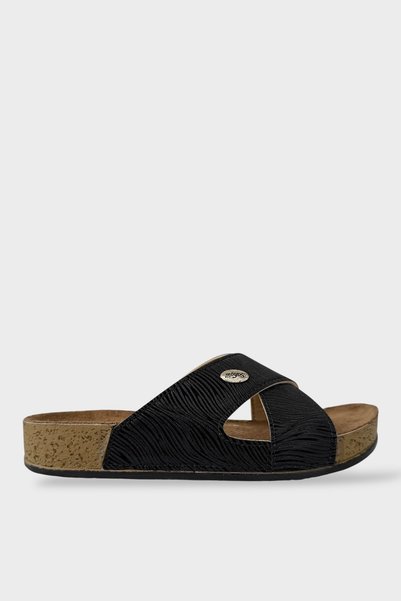 Jagulep Cross Stylish Orthopedic Summer Beach Vacation Women's Slippers Black