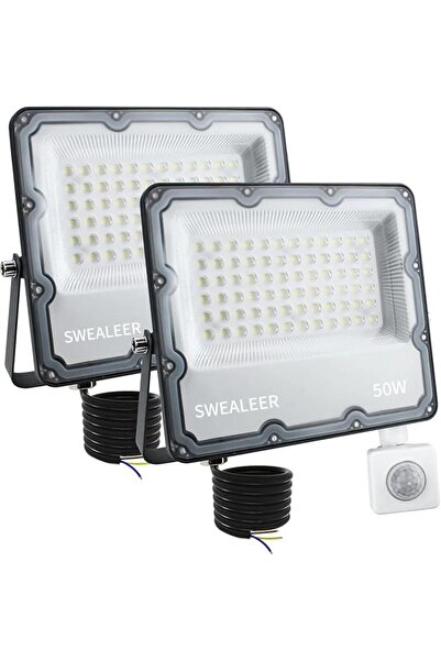 GENERAL مجموعة من 2 كشاف LED، أضواء أمان بقوة 50 واط مع مستشعر حركة