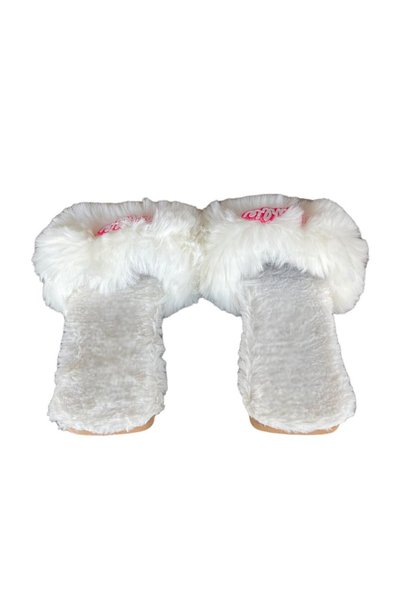 Jagulep Barbie Detailed Plush Women's House Slippers White