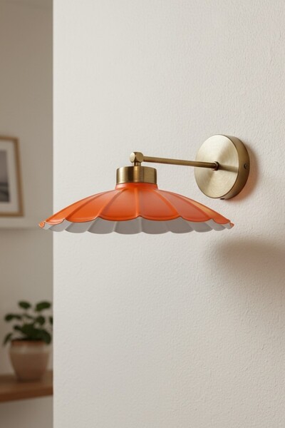 Bamyum Risso Orange Flat Body Sconce Metal Rustic E27 Single Cafe Boutique Lamp Lighting
